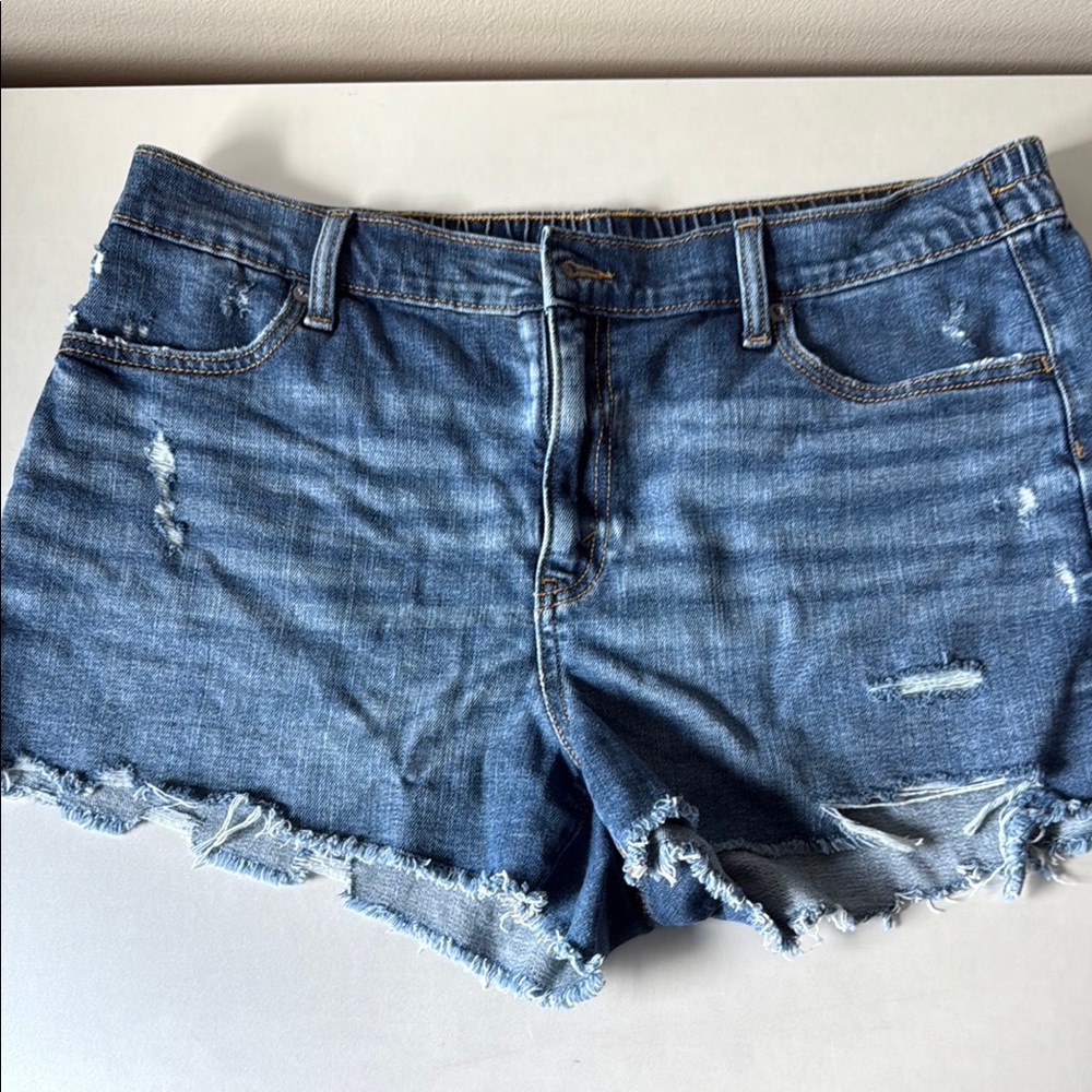 Aerie Blue Distressed Jean Shorts